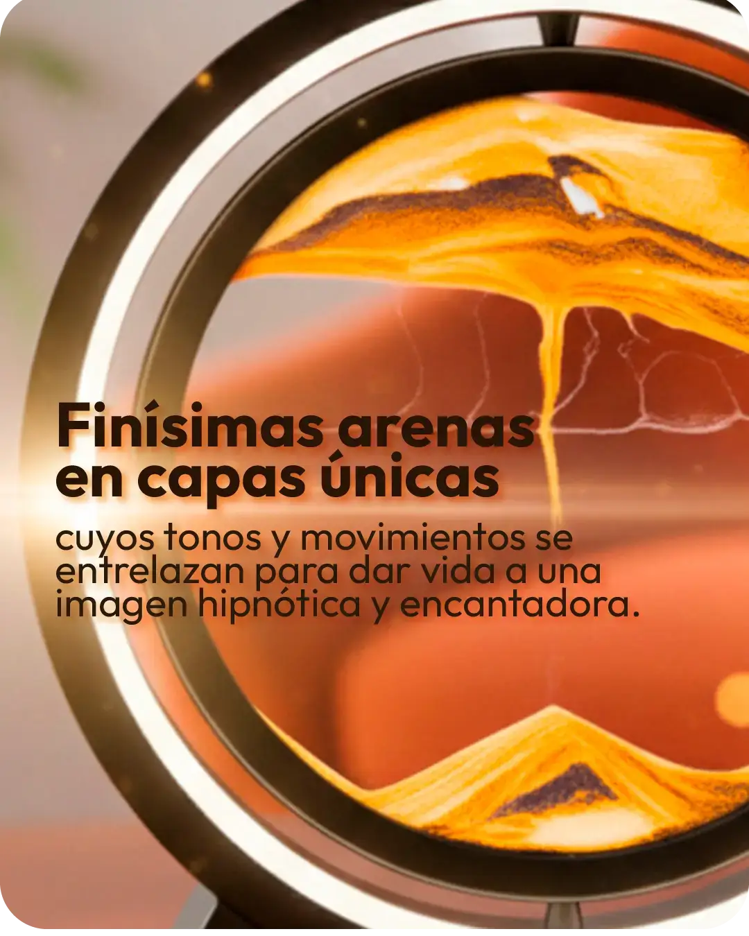 Lámpara de arena recargables 3D con tonos y movimientos que crean imágenes hipnóticas y encantadoras.