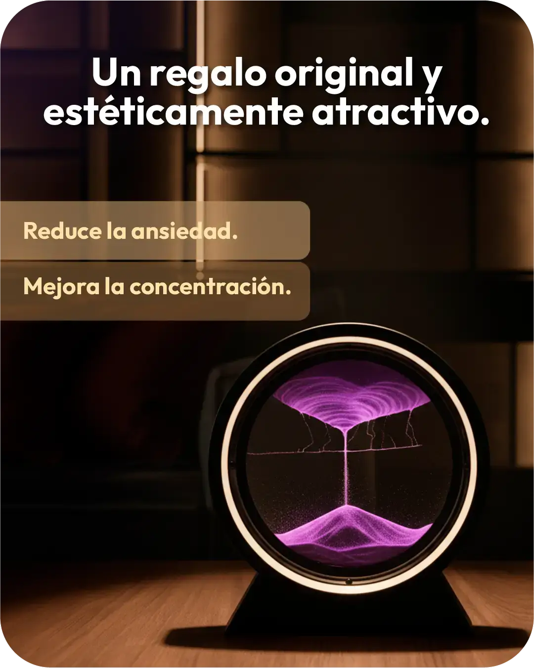 Lámpara de arena recargables 3D, un regalo original y estéticamente atractivo que reduce la ansiedad y mejora la concentración.