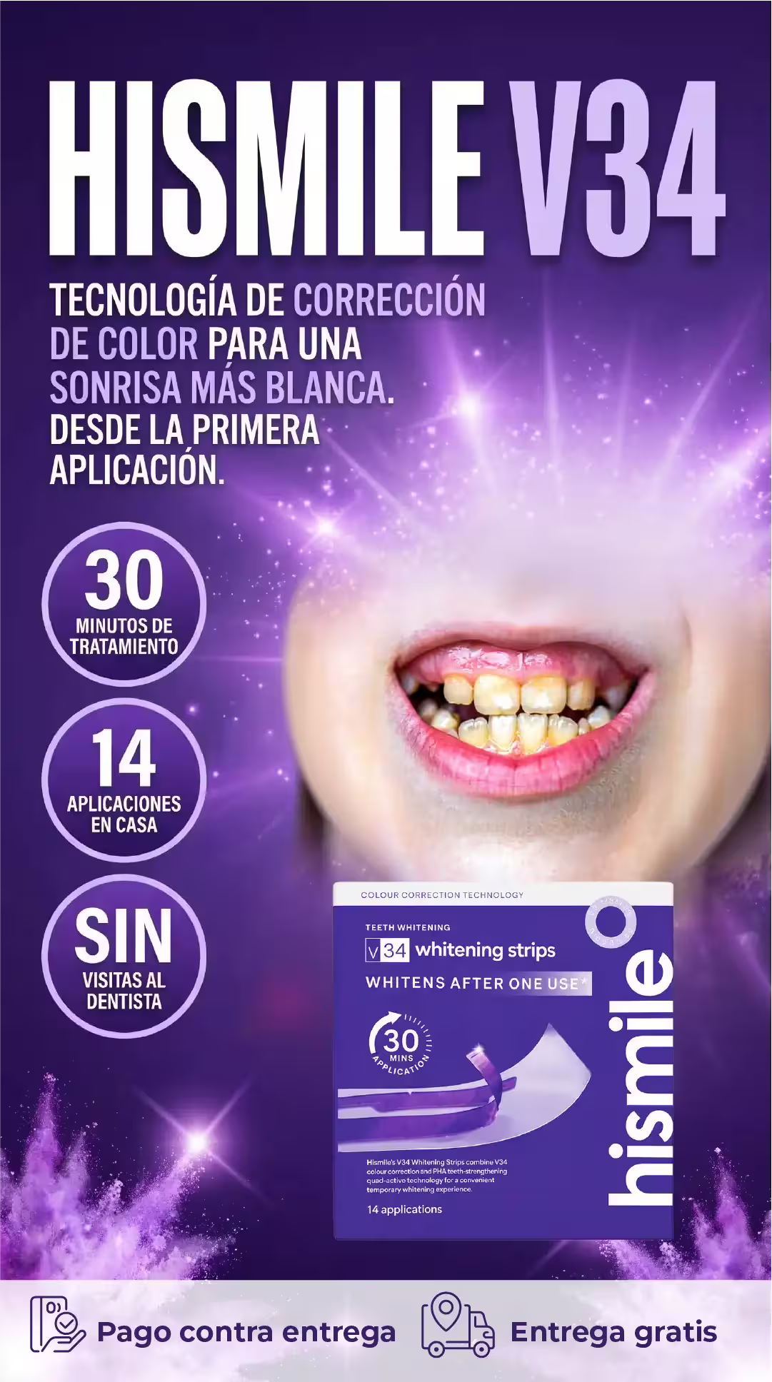 Hismile V34 Tiras Blanqueadoras Dentales