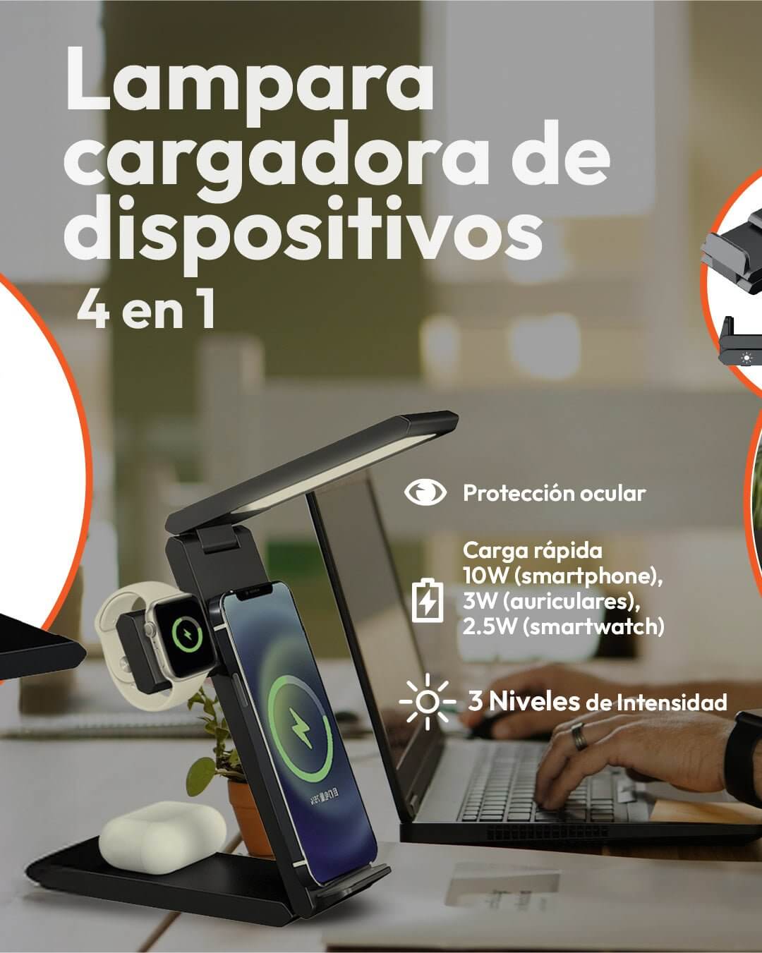 Cargador de dispositivos 4 en 1 para IPhone y Android - Enovaverse